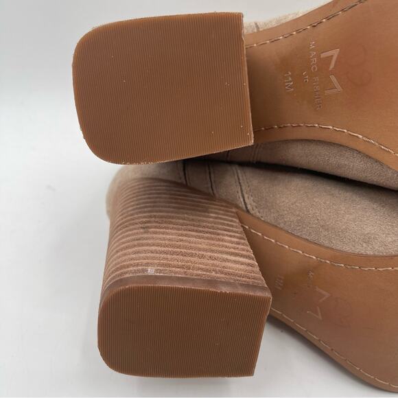 NEW MARC FISHER Boots Oshay Ankle Bootie Dark Walnut Stacked Heel Suede Size 11 - Picture 14 of 15